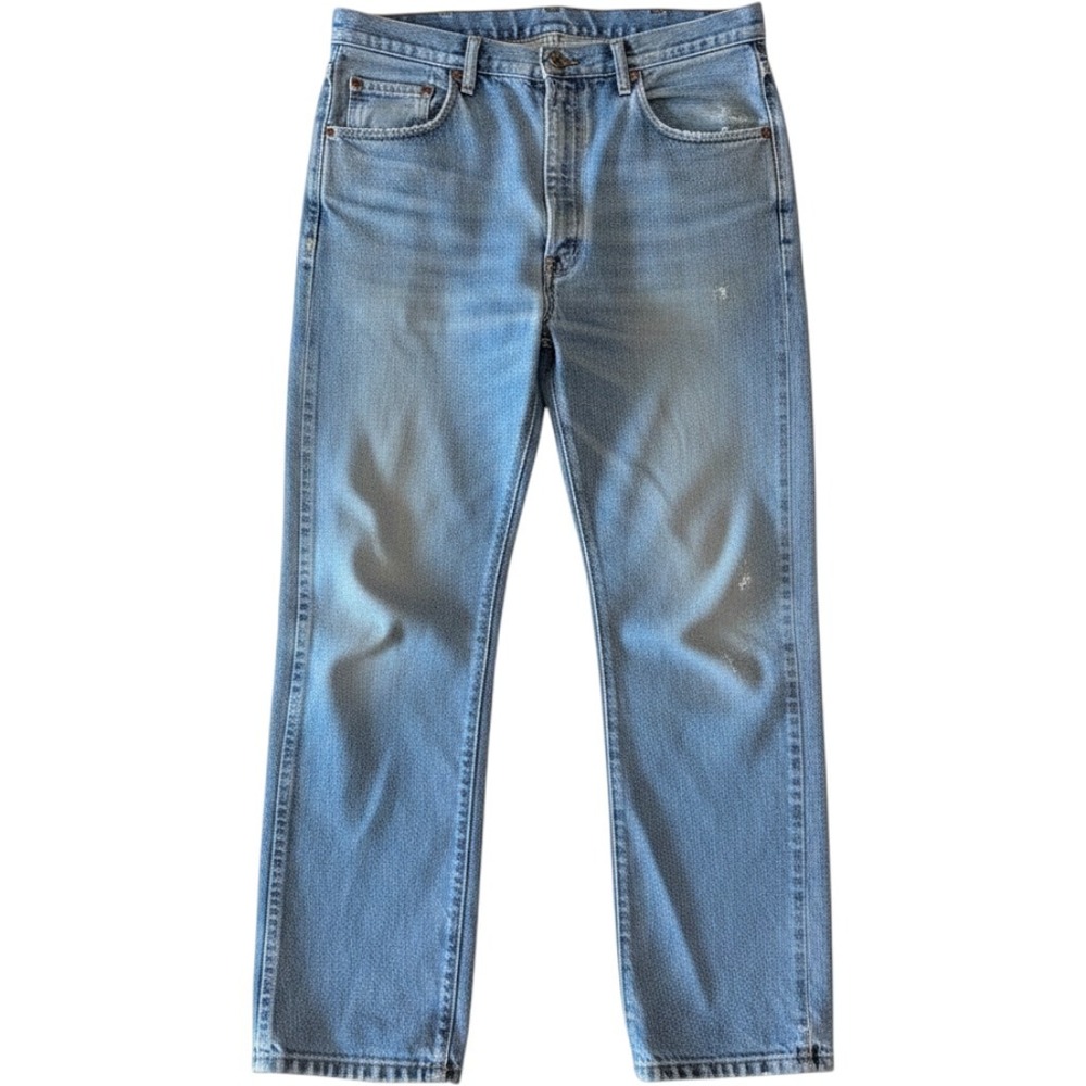 Wrangler Rugged Wear Jeans Mens 38x32 Light Wash Blue Straight Leg vintage